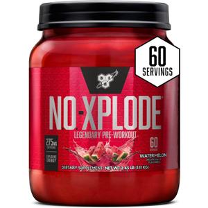 BSN N.O.-XPLODE Pre Workout Powder, Energy Supplement for Men and Women with Creatine and Beta-Alanine, Watermelon, 60 Servings, 2.45 Pound (EXP 10/31/27)