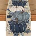 Artoid Mode Blue and White Porcelain Pumpkin Ink 210 GSM Fall Table Runner, Seasonal Autumn Kitchen Dining Table Decoration for Home Party Decor 13x72 Inch