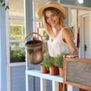 1 Gallon Metal Watering Can for Outdoor Garden, Plant & Flower Watering Pot for Gardening Bonsai Water Bucket with Sprinkler Head