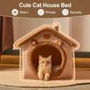 JIUPETY Dog House Dog Bed with Cover Cave with Non-Slip Bottom, M Size Tent Bed for 6-11 Lb Dogs and 9-17 Lb Cats, Brown