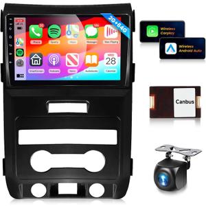 16EQ 2G 64G Android Car Stereo for Ford F150 F-150 2009-2014 Radio with Wireless CarPlay Android Auto, Podofo 9 inch HD IPS Touch Screen Bluetooth Car Radio with GPS 28UIs SWC Backup Camera