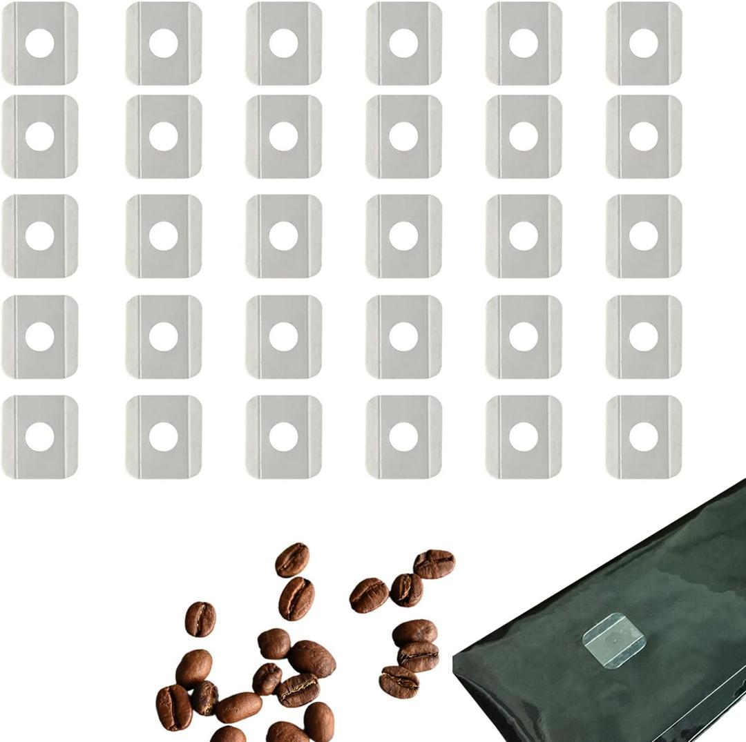 Airtight One-way Degassing Valve PE 30PCS/Set, CO2 Releasing Valves for Coffee Bag, Adhesive Patch Type Fermentation Exhaust Ventilation for Food Bag Packaging