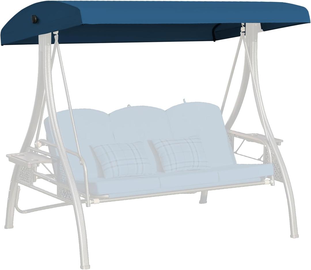 Outdoor Porch Swing Canopy Replacement Cover, 3 Seat Swing Cover UV-Resistant for 3-Seat Porch Swing (Blue, 76.8x47.2x9.1in)