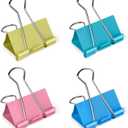6 x Ufmarine Large Binder Clips 1.6 inch Length, Colorful, for Office (24 Pcs)