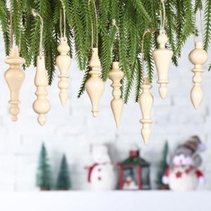 Namalu 8 Pcs Christmas Ball Drop Ornaments 4 Inch Wooden Simple Elegant Shatterproof Finial Christmas Decoration for Xmas Trees Drop Hanging Ornaments Wreaths Garland Mantel Shelf Decor (Burlywood)