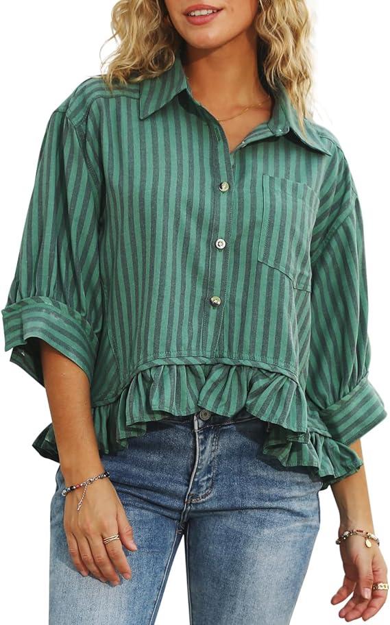 Chyrii Women's Long Sleeve Shirt, Green Size XL
