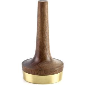 QWORK Wooden Ring Holder for Jewelry, Black Walnut Wood with Brass Stand Modern Display, Gift For Wedding & Anniversary (1 Pc)