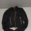 SUUKSESS Women Golden Full Zip Up Workout Cropped Jackets Lightweight Slim Fit Athletic Yoga Tops with Thumb Holes (Black, M)