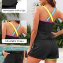 Tempt Me Romper One Piece Swimsuits with Short - Women Boyleg with Pockets Bathing Suit Modest Swimwear (Black, L)