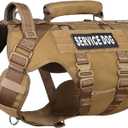 Service Dog Vest for Large Dogs, Brown Tactical Harness with Military MOLLE, Breathable Mesh & 39g Metal Buckle - Size L for Training & Hiking