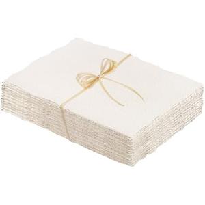 Prudiut 50 Sheets Cotton Watercolor Paper, 5 x 7 inches, 300 GSM, Deckled Edge, Ivory White, Ideal for Watercolor Painting, Acrylic Painting, Sketching, Crafts, Wedding Invitations