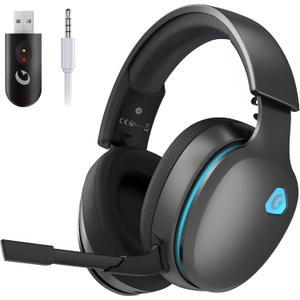 Gtheos 2.4GHz Wireless Gaming Headset for PS5, PS4 Fortnite & Call of Duty/FPS Gamers, PC, Nintendo Switch, 7.1 Surround Sound, Bluetooth 5.3 Gaming Headphones with ENC Mic, 40+Hr Battery - Space Gray