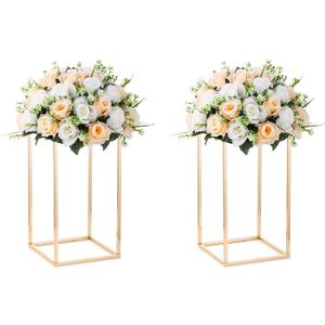 Gold Flower Stand for Table: 15.7 Tall Centerpiece Stand for Wedding Table Reception Floral Center Pieces with Home Decoration Party Event 2 PCS