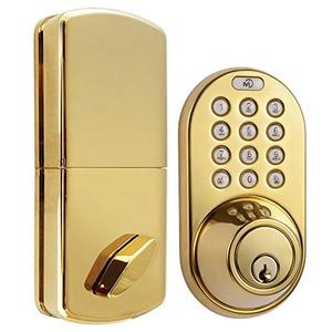 MiLocks DF-02P Keyless Entry Deadbolt Door Lock with Electronic Digital Keypad Entry, Polished Brass , Yellow
