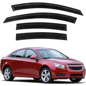 Rain Guards Compatible with 2010-2015 Chevy Cruze & 2016 Limited, Durable Acrylic Slim Tape On Window Visors Rain Guards, Side Window Deector for Chevy Cruze Accessories 4 Pcs, 2011 2012 2013 2014