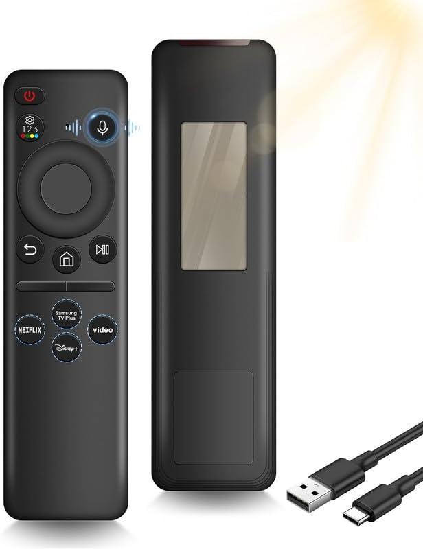 Remote for Samsung Smart TV, Vioce Remote for All 2019-2025 Samsung Smart TV Remote with Rechargeable SolarCell & USB-C Charging, Fit for Smart TVs Frame Neo QLED Series