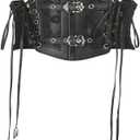 Sup-Coente Goth Waist Corset Belt for Women Gothic Punk Alt Emo Fashion (Black 1)