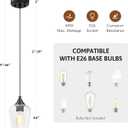 VONLUCE Pendant Light Kitchen Island, Matte Black Pendant Light Fixture with E26 Base & Adjustable Cable, Modern Pendant Lighting with Glass Shade for Living Room Bedroom Hallway