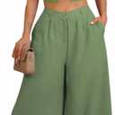 Akmipoem 2 Piece Sets for Women Summer Strapless Crop Top High Waist Wide Leg Pants Matching Outfits (Medium, Green)