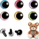120pcs 18mm 3D Glitter Safety Eyes for Amigurumi, 6 Color Sparkle Safety Eyes with Washers for Crochet Animals, Plush Stuffed Animals, DIY Decorations