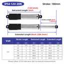 4 Inch 4.5lbs Mini Stroke 12V 4.5lbs Electric Linear Actuator 1.2"/sec Linear Motion Actuator with Brackets for Cabinets, Robotics, Home Automation, Window Opener(20N, 100mm)