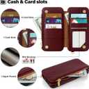 Antsturdy 2 in 1 Detachable for iPhone 15 Pro Max Wallet case with Magsafe,RFID Blocking Magnetic Wireless Charging PU Leather Phone case Flip Folio Cover Card Holder Wrist Strap Women Men,Wine Red