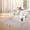 Henkelion Stainless Steel Cat Litter Box with Lid, 20" L x 14.2" W x 11.8" H, Litter Box for Big Cats with High Sided, Anti-Urine Leakage, Easy Cleaning, Includes Cat Mat and Scoop, Medium