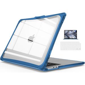IBENZER Hexpact Protective MacBook Air 15 inch case 2026 2025 2024 2023 M5 A3448 M4 A3241 M3 A3114 M2 A2941, Heavy Duty case with ScreenFilm &KeyboardCover, Navy Blue, HPE-MAT15-NVBL+2