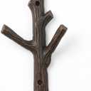 Comfy Hour 7" Heavy Duty Cast Iron Tree Branch Wall Hook, Rustic Nature Decorative Key Holder for Wall, Vintage Multi-Prong Coat Rack for Entryway, Mudroom, Cabin & Garden, Brown