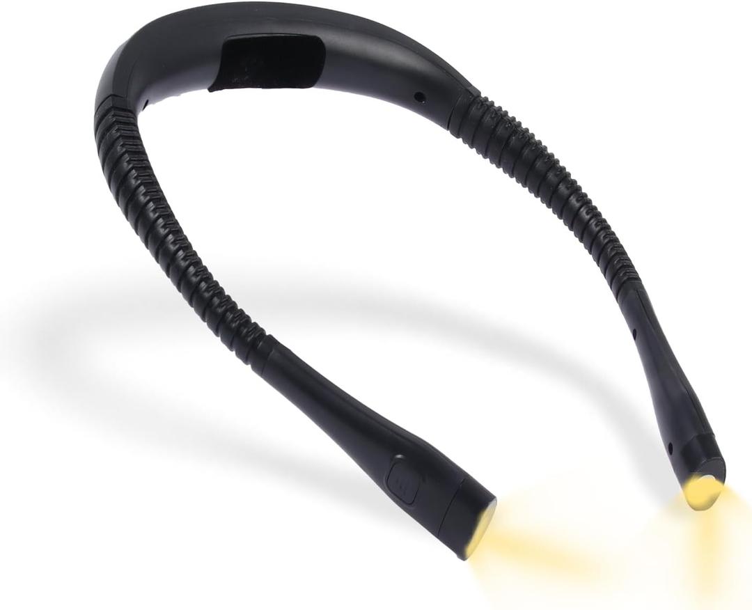 Book Light, 3-Color & 9-Brightness Reading Light, Bendable Neck Light, 80-hr Lasting Rechargeable Lamp, Perfect Book Light for Reading in Bed, Knitting, Camping (Black, Classic)
