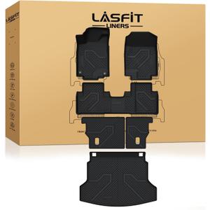 LASFIT Full Set Floor Mats for Honda CR-V 2012-2016 EX & LX & SE, All Weather TPE Custom Fit Floor Liners 1st & 2nd Row & Seat Back Mat & Cargo Mat (Not Fit EX-L & Touring)