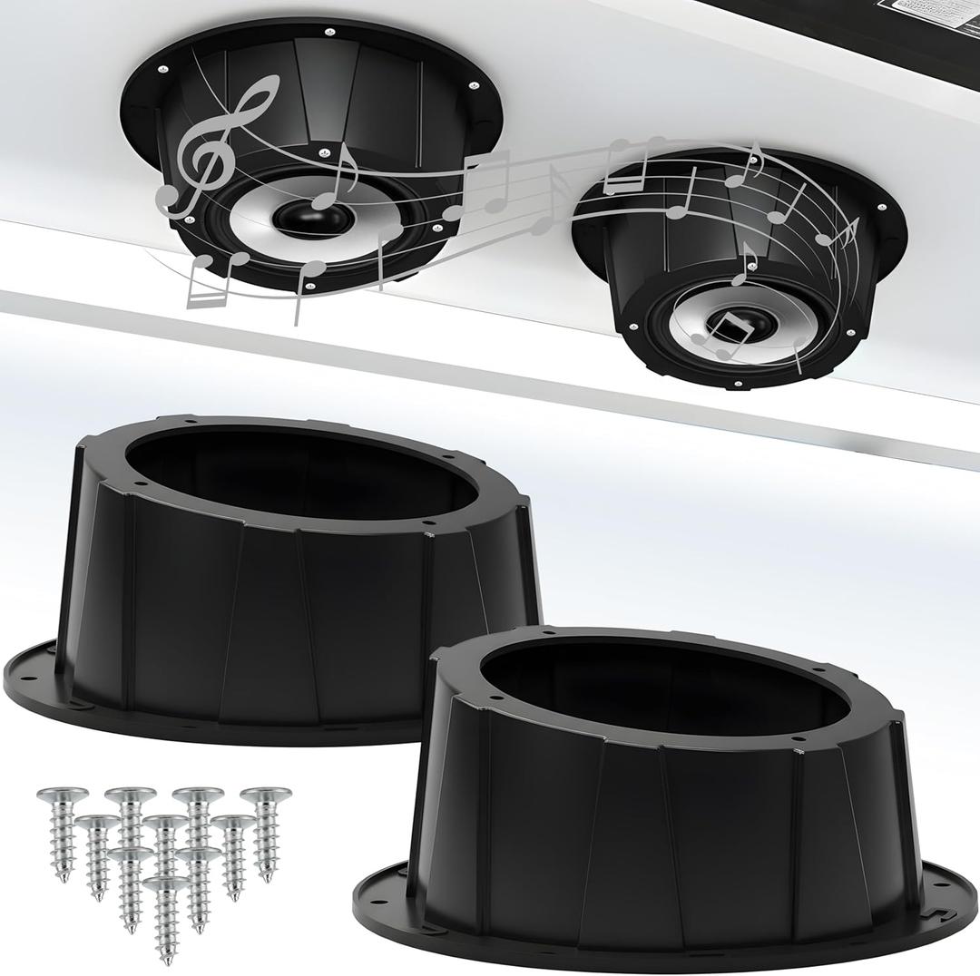 Dubbs Hardware 2PCS x 6.5 Speaker Pods, Angled Speaker Enclosure for 6.5 Inch Speakers for UTVs, RVs, Cars, Boats, Trunks, Trailers, Doors with Pre-Drilled Holes, Screws Included (Black)