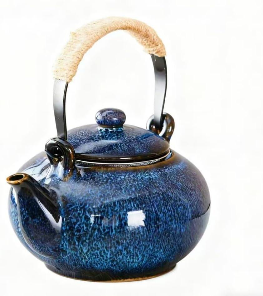 Japanese Teapot with Infuser Ceramic Tea Pot with Removable Stainless Steel Fliter for Loose Tea 25 OZ/750ml Teapots for Tea Coffee Milk Herbal tea for Office Home Men Women as Gift Blue