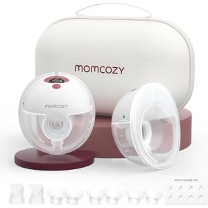 Momcozy M5 Hands-Free Wearable Breast Pump, Double-Sealed Flange for Baby-Like Comfort, 3 Modes & 9 Suction Levels, Portable Electric Pump  24mm, 2-Pack Cozy Red