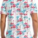 Men's Funny Golf Polo Shirts Quick Dry Blue Cartoon Short Sleeve Polo Shirts (L)