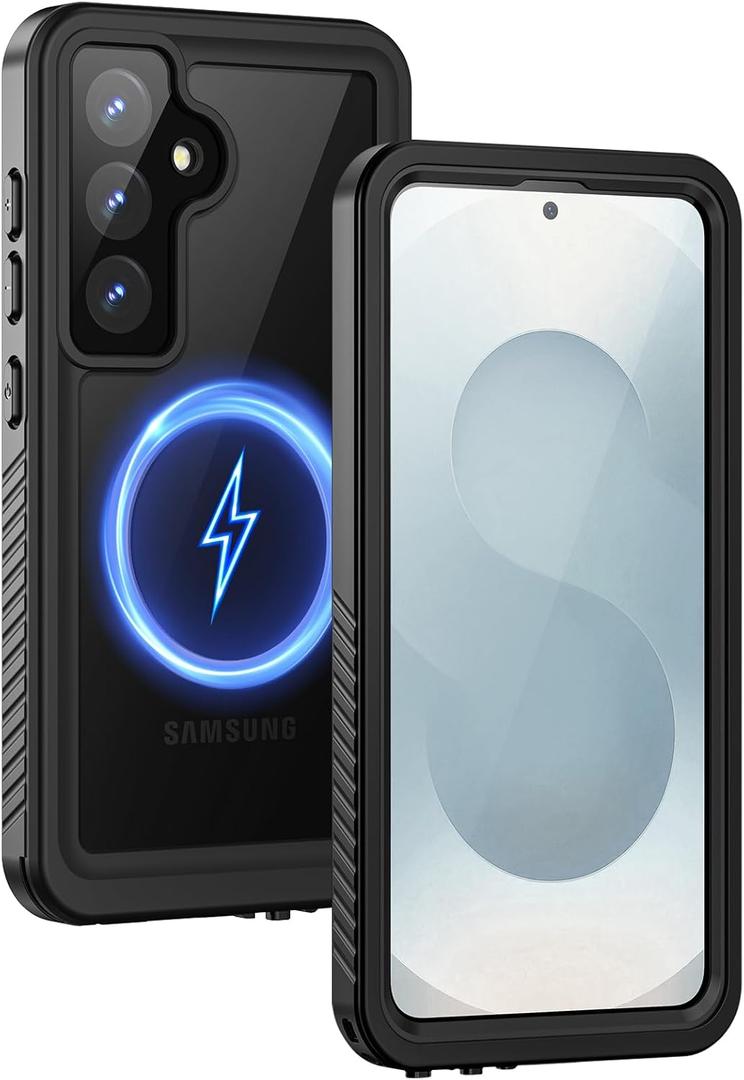 Lanhiem Magnetic for Samsung Galaxy S25+ Plus Phone Case, IP68 Waterproof Dustproof Case with Built-in Screen Protector, Rugged Full Body Protective Cover for Galaxy S25 Plus 6.7 Inch, Black