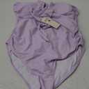 EastElegant Maternity Ruffle Ribbed Cutout One Piece Swimwear Square Ring Linked Pregnancy Bathing Suit (X-Large, Purple)