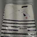 ZESICA Women's Casual Striped Tops Short Sleeve Crew Neck Ribbed Knit T Shirts Comfy Loose Basic Pullover Sweater (White, M)