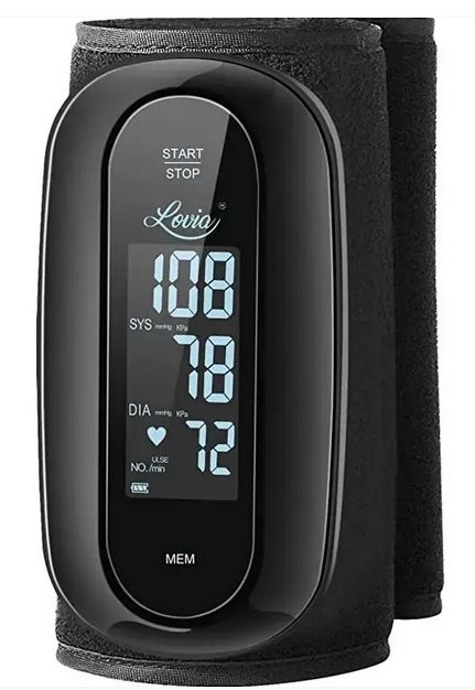 Lovia Blood Pressure Monitor Upper Arm with One Piece Design, Digital BP Machine for Home Use with Cuff Size 9-14 Inch, Portable Meter, Built-in Battery