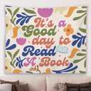 MNASAIOO It's A Good Day to Read A Book Classroom Wall Tapestry Hanging, Floral Trendy Reading Tapestries Wall Decor Gifts for Women Kids Book Lovers School Library Reading Nook Corner Home Dorm 50x60
