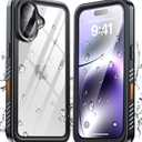 ANTSHARE for iPhone 16 Case, Waterproof Built-in Screen Protector, [12 FT Military Drop Proof] [Full Body Shockproof] [Dustproof] [IP68 Underwater] Phone Case for iPhone 16 6.1''- Black/Clear