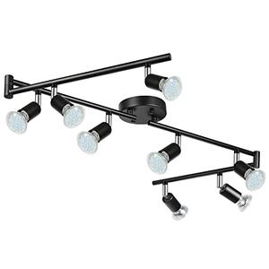 Unicozin LED 8 Light Track Lighting Kit, 54.13'' Black 8 Way Ceiling Spot Lighting, Flexibly Rotatable Head, Track Light Included 8 x LED GU10 Bulb (4W, Daylight White 5000K, 400LM)