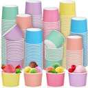 Aodaer 300 Pack Paper Ice Cream Cups 8oz Paper Snack Ice Cream Bowls Disposable Dessert Bowls for Hot or Cold Food Party Supplies Treat Cups for Sundae, Frozen Yogurt, Soup, 6 Colors