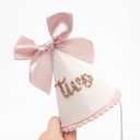 Birthday Hat With Bow - Sweet Birthday Decorations,Glitter Number Cone Hat Photo Prop,Princess Bow Hat,Cake Smash.