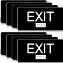 8 Pcs ADA Compliant Exit Sign with Tactile Braille 6 x 3 Inch Plastic Exit Sign for Business with Adhesive Mounting Strips for Indoor Outdoor Office Buildings Workplace