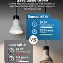 Sunco 12 Pack GU10 LED Bulb, 550LM, 5000K Daylight, 5.5W=50W Equivalent, Dimmable MR16 Bulbs for Recessed, Track Lighting, Spot Lights, Range Hood, 25000 Lifetime Hours, UL