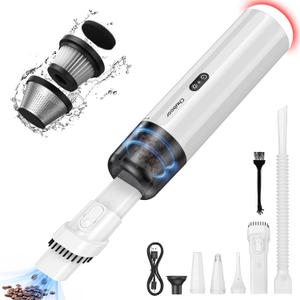 Chuboor Handheld Vacuum, 13000PA Powerful Cordless Rechargeable Car Vacuum Cleaner, Portable Mini Vacuum with LED SOS Light, Small Dust Buster (P16-White)