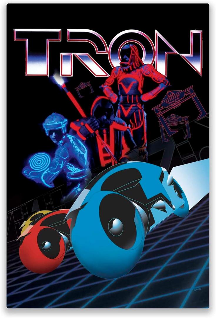Disney Tron Legacy Movie Poster Metal Sign - Bold Tron Wall Decor for Man Cave or Game Room (Black)