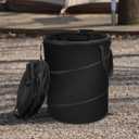 24 Gallons Collapsible Trash Can with Gloves, Camping Trash Can with Lid, Pop Up Garbage Can for Outdoor, Large Capacity Leaf Bags for Yard, Lawn, Reusable Garden Garbage Bag - Black
