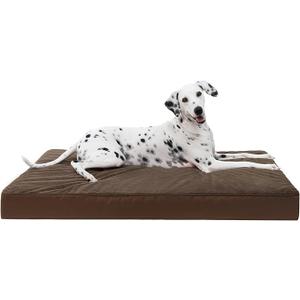 KSIIA Orthopedic Dog Bed Crate Waterproof Pet Mats for Large Dogs Deluxe Plush Washable Pet Bed with Egg Crate Foam & Removable Cover, 35 x 22 Inch, Brown